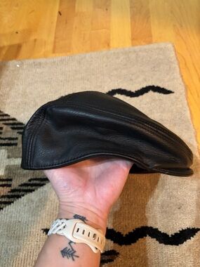 NWOT Stetson Black leather Interior Lined Cap Sz L/XL